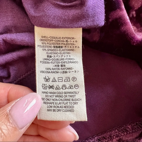 Free People Dress Oh So Easy Crushed Velvet Babydoll Mini Royal Purple Sz L NWT - Picture 7 of 9